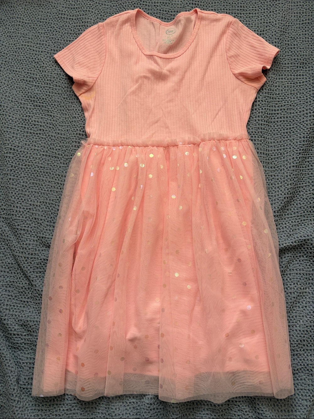 wonder nation Pink Short-Sleeve Tulle Dot Dress
